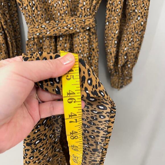 Who What Wear Leopard Print Midi Dress Womens Small Long Sleeve Belted - Picture 8 of 12